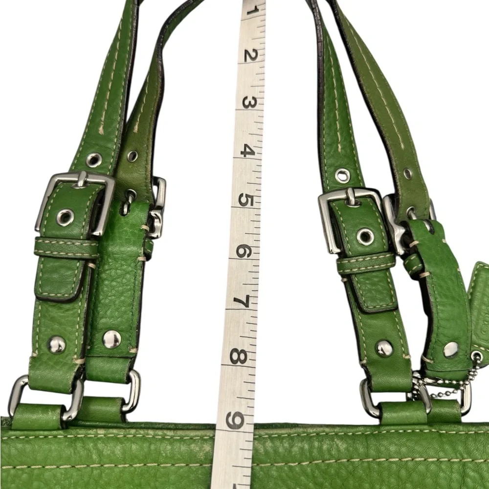 Vintage Coach Hamilton Green Pebbled Leather Tote Bag **READ**